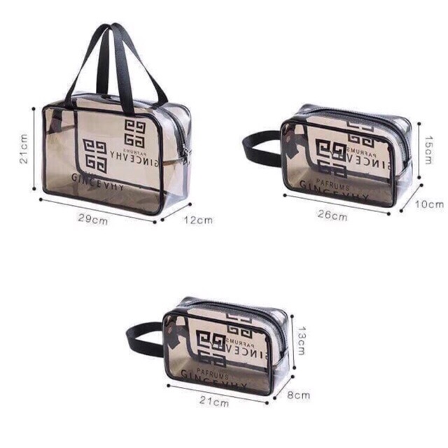 Set 3 túi đựng đồ du lịch nhựa trong suốt