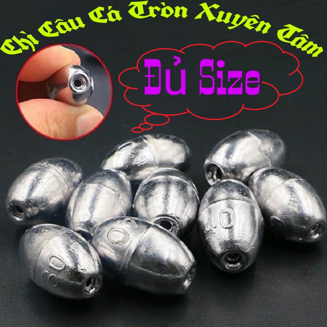 [TÚI 10 VIÊN] Chì Câu Cá Tròn Xuyên Tâm Đủ Size -SANAMI FISHING