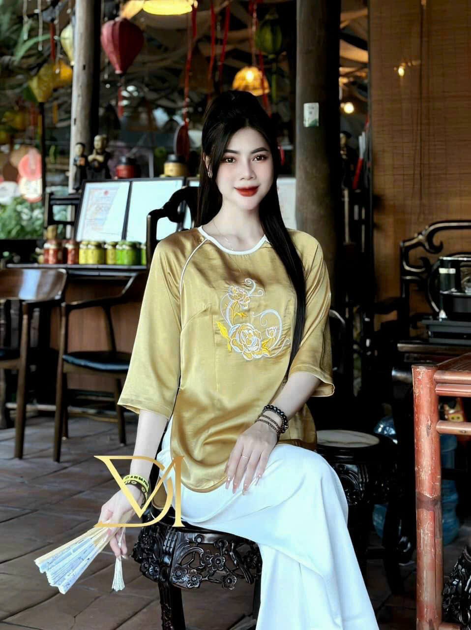 SÉT BỘ LAM BÀ BA THÊU TAY LỠ SIÊU ĐẸP