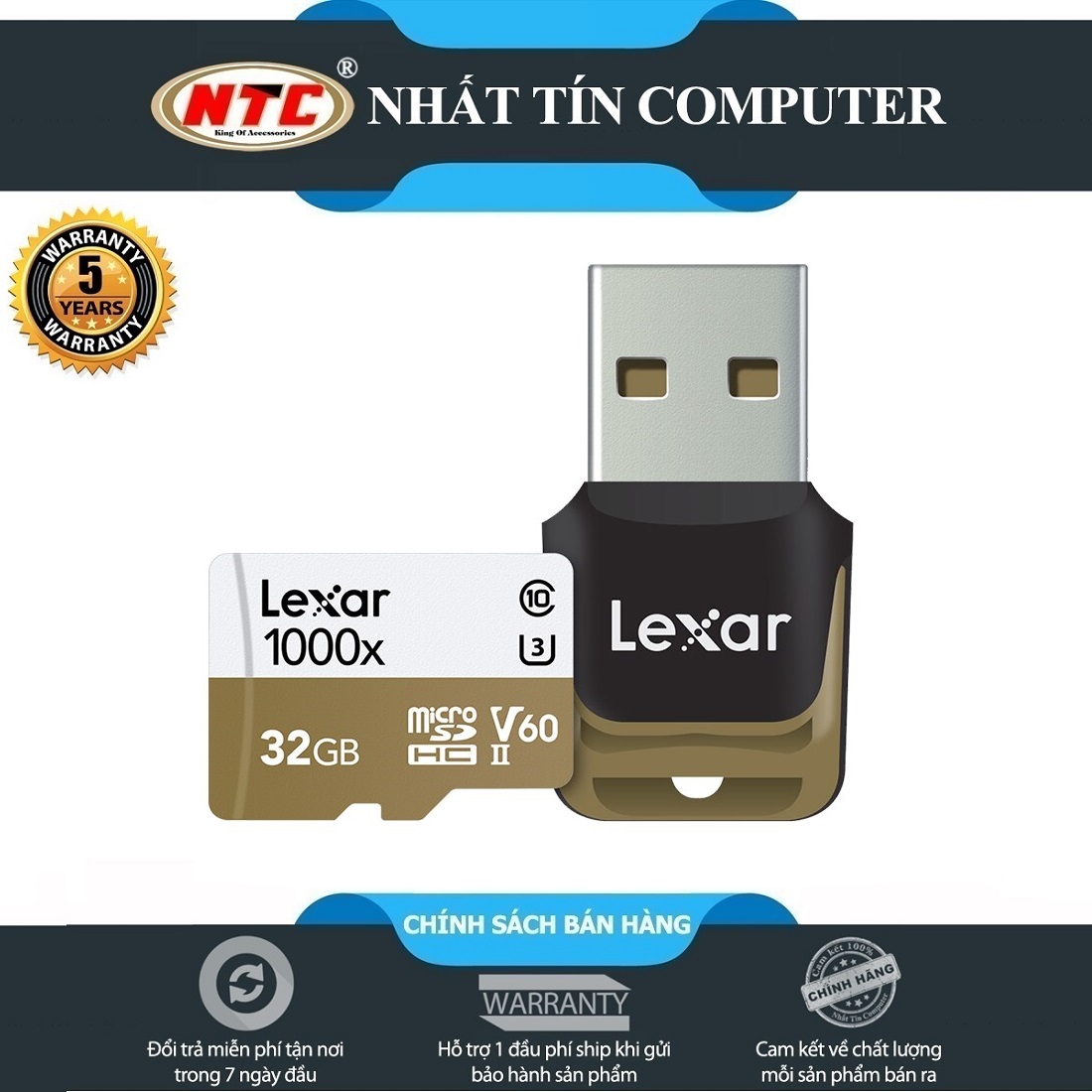 Thẻ nhớ microsdhc lexar professional 32gb 1000x uhs-ii u3 v60 read 150mb/s / write 75mb/s - kèm reader 3.0 - nhất tín computer