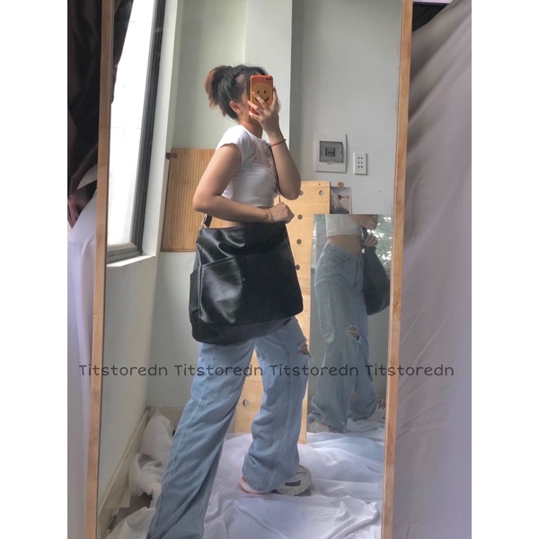 Túi Đeo Chéo Da Pu Cỡ Lớn Vừa A4 Unisex (Hình Thật)