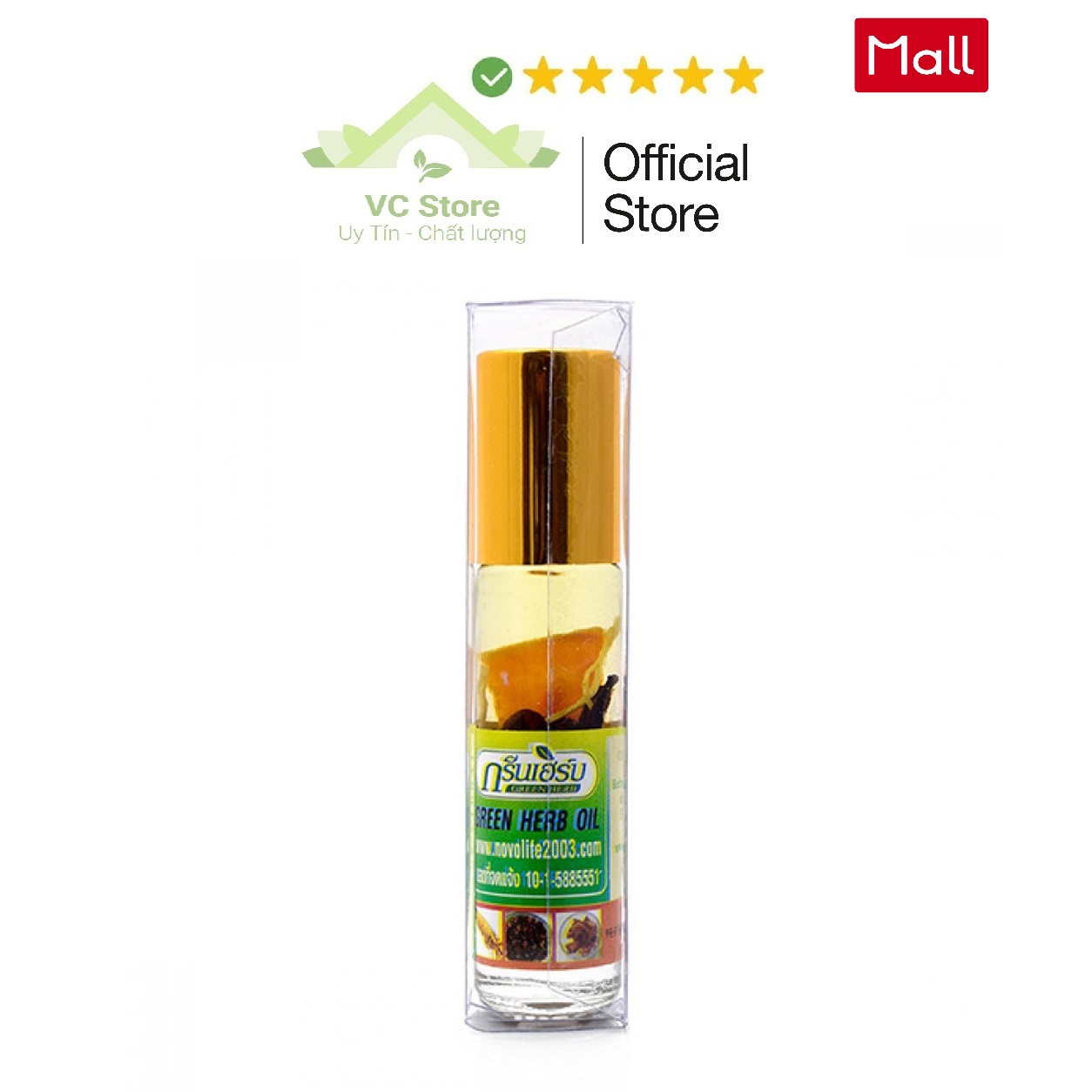 Dầu Gió Lăn Thảo Dược Thái Lan Green Herb - Mẫu mới