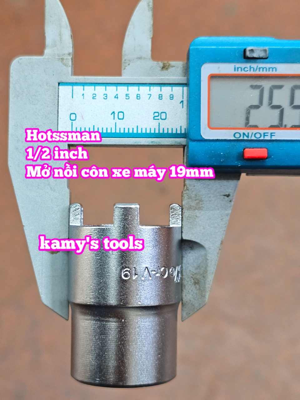 Dụng cụ mở tán nồi côn xe gắn máy 1/2 inch Hotssman 19mm đầu tuýp đầu khẩu mở nồi côn
