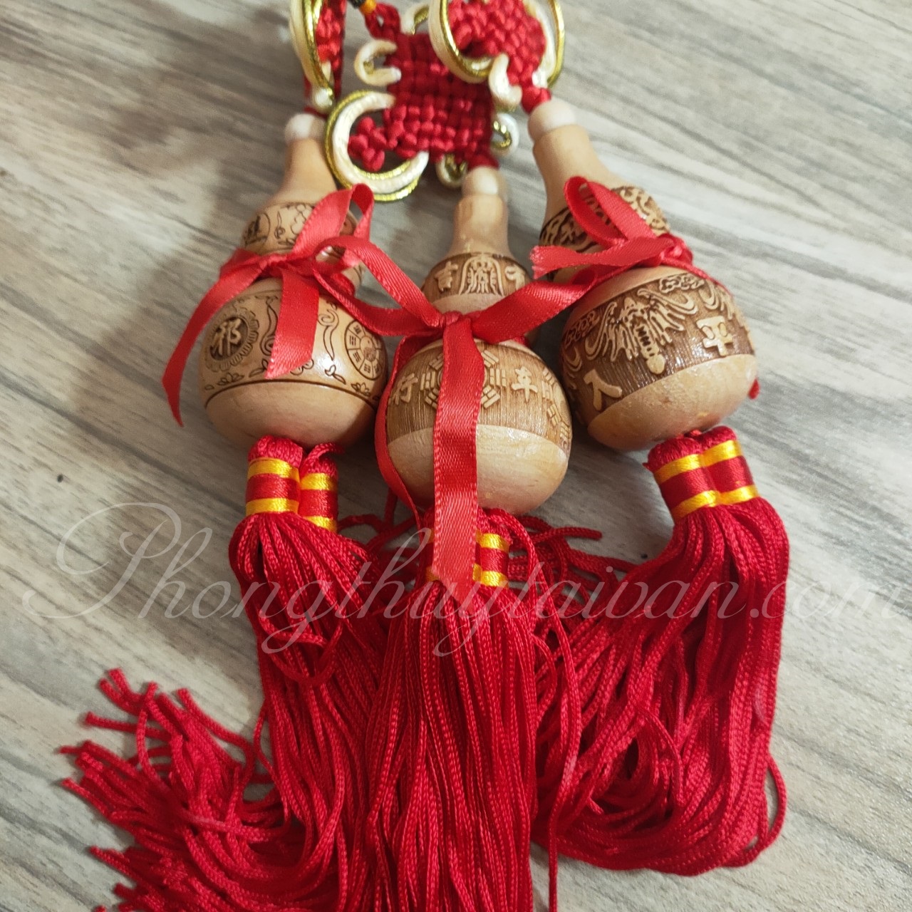 Dây treo Phong Thủy Hồ Lô gỗ đào 33cm (3 mẫu).