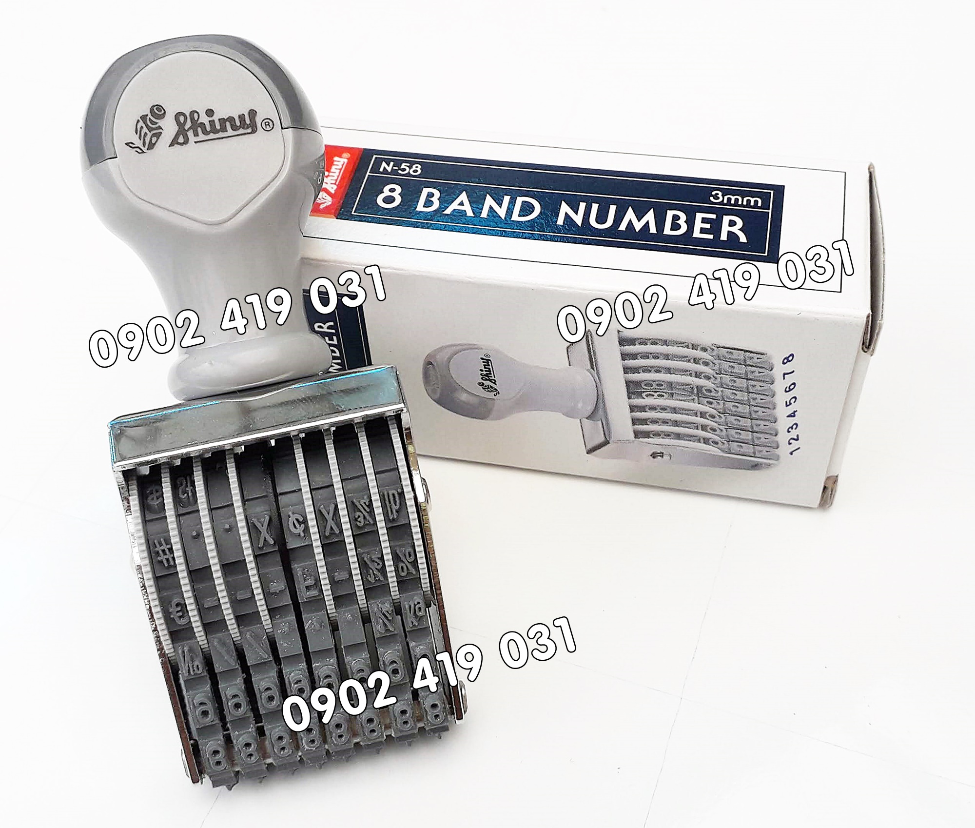 Dấu Đóng 8 Số Cao 3mm Shiny N58 ( Chấm Mực Ngoài )