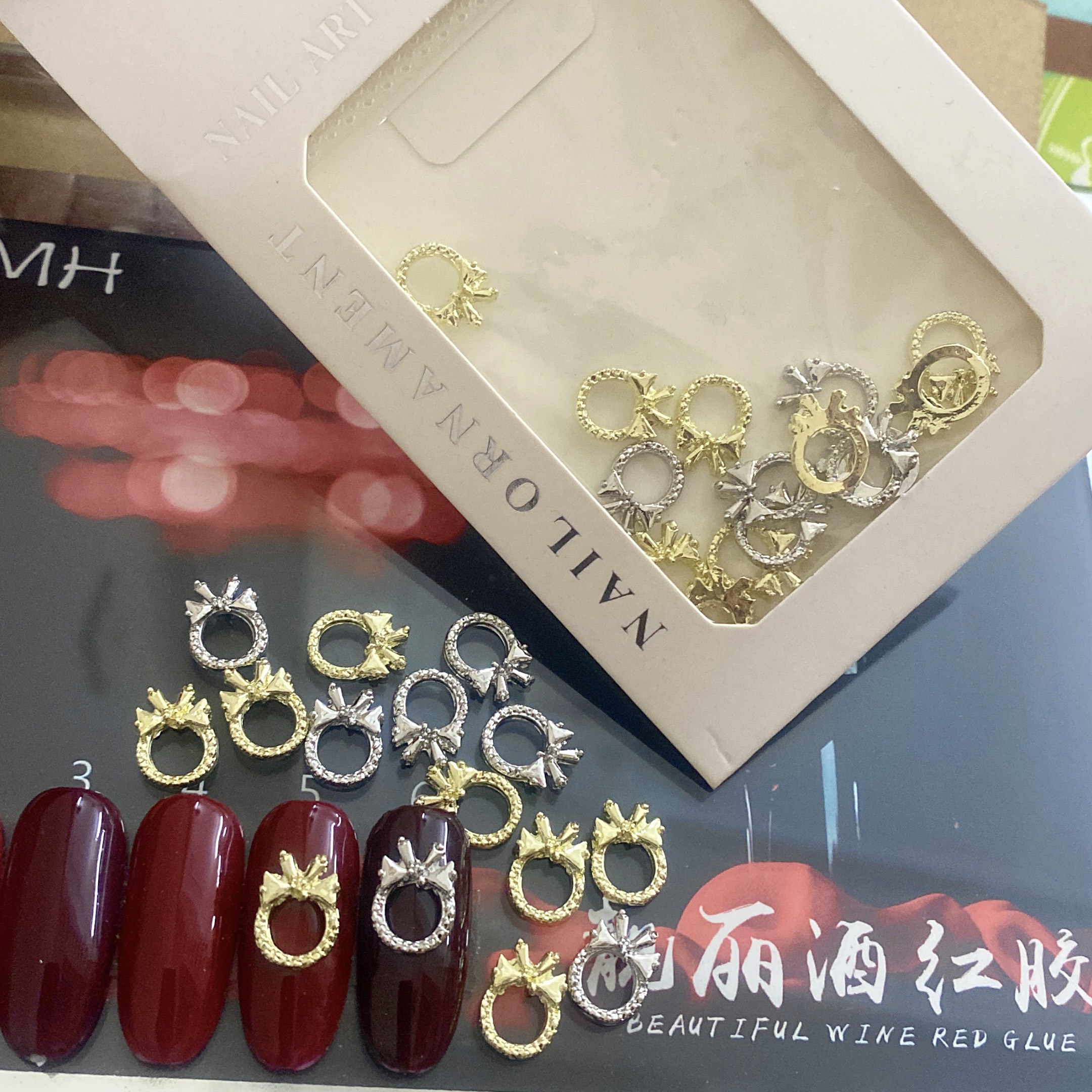 Charm kim loại trang trí móng ,15sp - mini nails