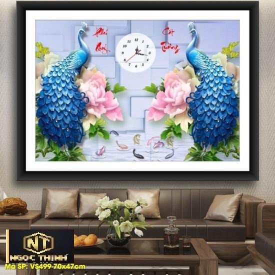 Tranh đính đá Phú Quý Cát tường VS499 kích thước 70 x 47 cm