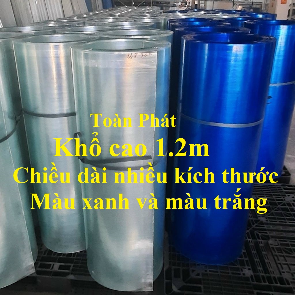 Khổ cao 1,2m x dày 8zem ( Chiều dài nhiều kích thước) Tôn nhựa phẳng lấy ánh sáng mái nhà che nắng mưa màu Xanh/ màu Trắng
