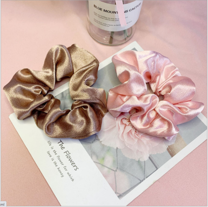 Dây Cột Tóc Scrunchies Vải Trơn Bóng