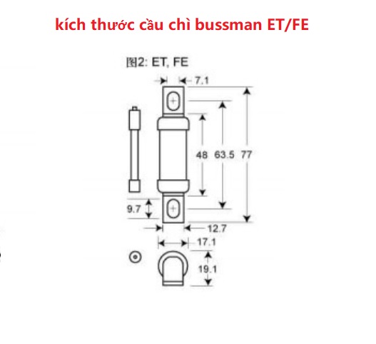 Cầu chì BUSSMAN EATON 35ET/ 63ET/ 100FE BS88:4 690Volt AC