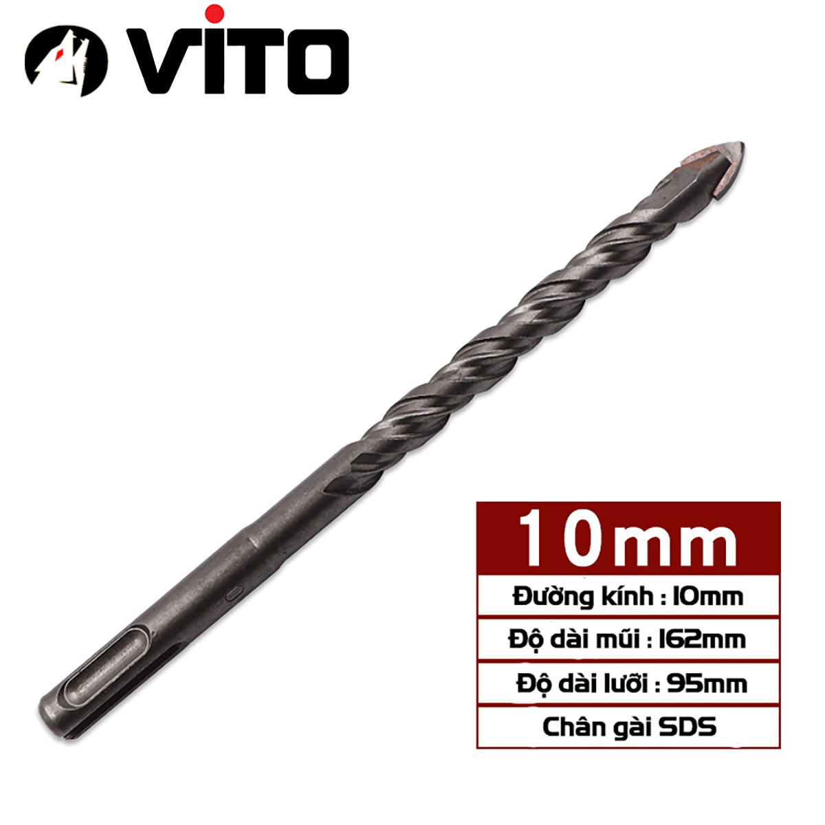 Mũi Khoan Chuôi Gài SDS VITO Đa Năng Khoan Gạch Men, Gỗ, Kính Các Kích Thước
