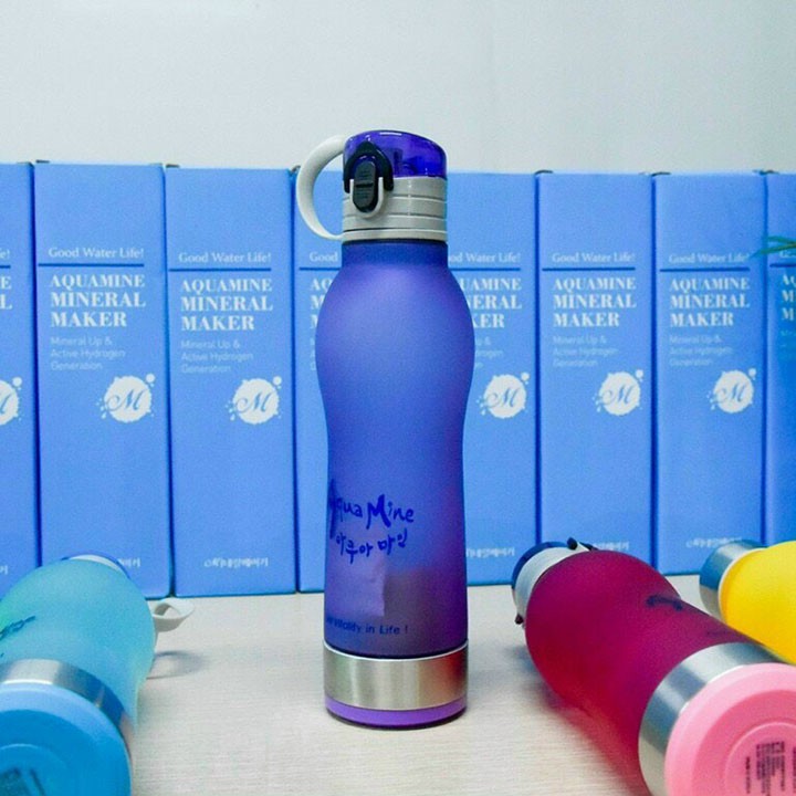 Bình nước tao kiềm ion xuất xứ Hàn Quốc, siêu tiện lợi, Bình nước tạo khoáng ion kiềm Aquamine 500ml, bình nước thuận tiện mang theo