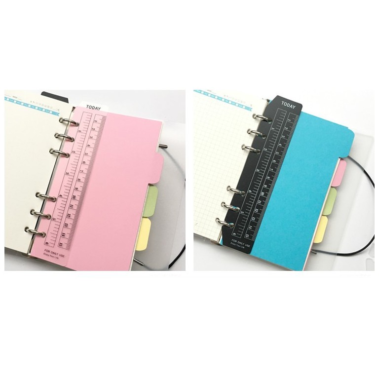 Thước Bookmark Cho Sổ Còng Planner, A5/A6, Màu Trắng/Đen