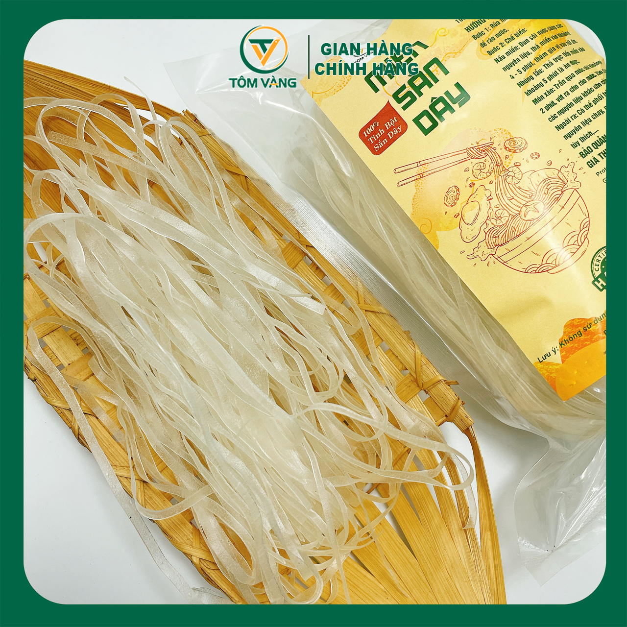 Miến Sắn Dây Tôm Vàng - Túi 200g