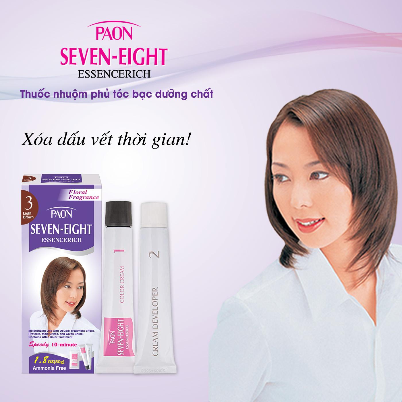 Nhuộm phủ bạc dưỡng chất Seven Eight số 3 (Nâu sáng) Nhật Bản (50g + 50g)