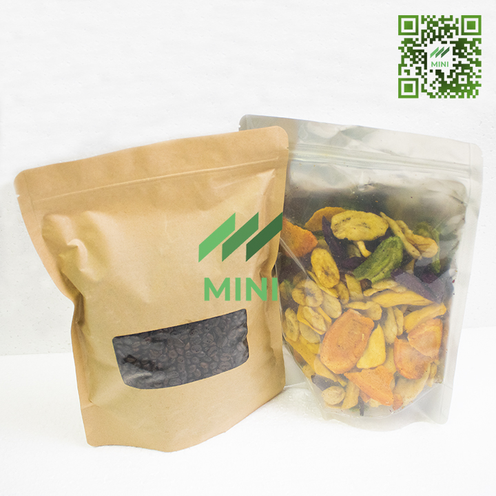 [1 Kg] Túi zip giấy Kraft có cửa sổ