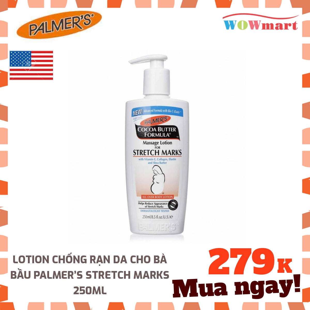 Lotion chống rạn da cho bà bầu Palmer’s Stretch Marks 250ml - [MỸ]