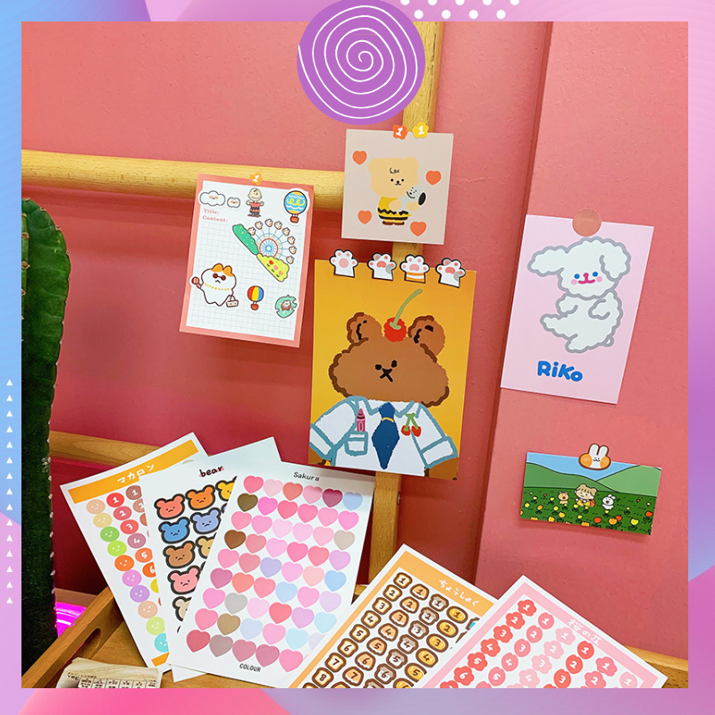 Sticker Nhãn Dán Sổ Ghi Chú, Giấy Dán Trang Trí