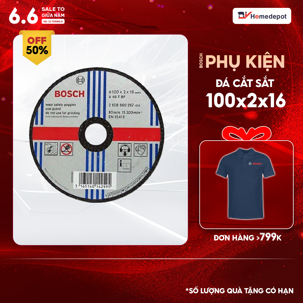 Đá cắt Bosch 100x2x16mm (sắt) 2608600267