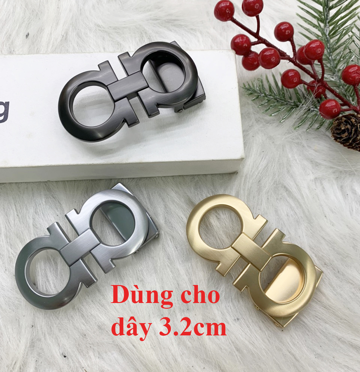 Mặt thắt lưng chữ A bấm lỗ cao cấp dùng cho dây 3,2cm