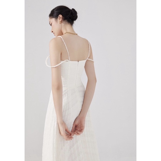 [Anita Dress] Đầm WAYO trắng dập ly dự tiệc sang trọng