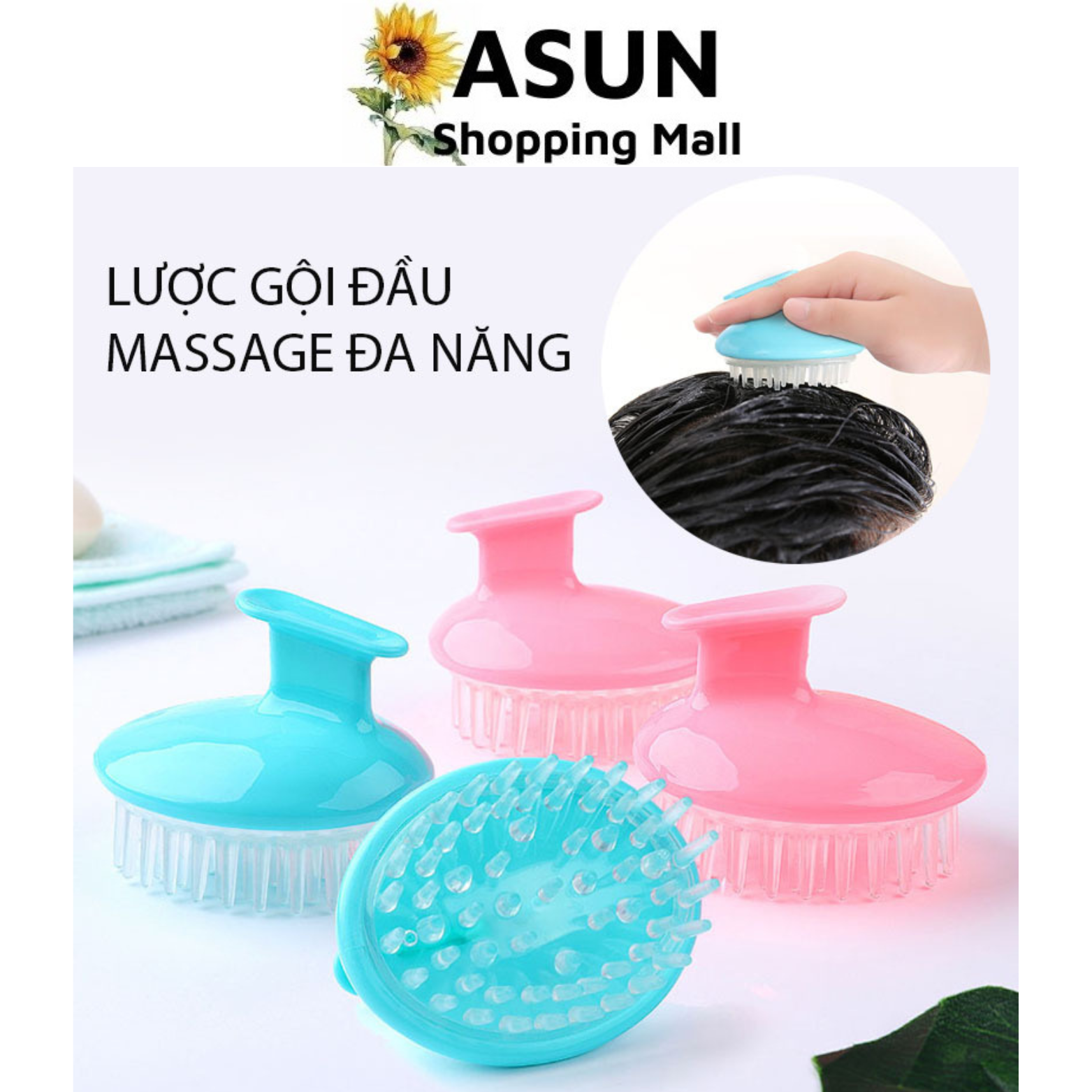 Lược Gội Đầu Thông Minh Massage Gai Silicon, Massage Da Đầu