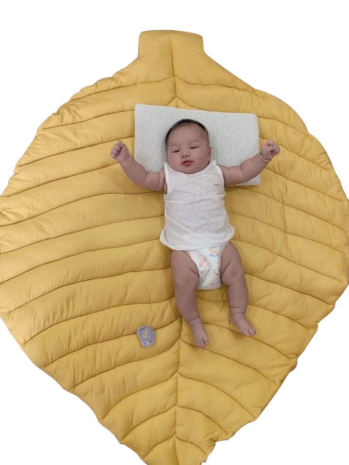 Thảm cotton chiếc lá- Thảm cho bé nằm - Màu vàng