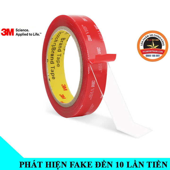 Băng keo cường lực trong suốt 2 mặt siêu dính VHB 3M 4910  Chính hãng Hà Nội