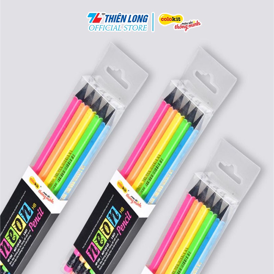 Hộp/5cây bút chì gỗ neon thiên long colokit gp-c01