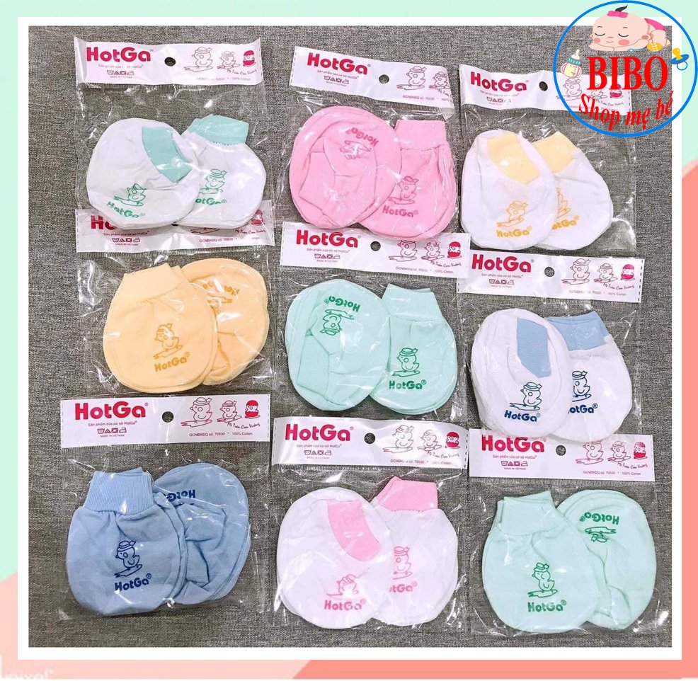 hotga Set Bao Tay Bao Chân Thun Cho Bé Sơ Sinh 100% Cotton (1 Đôi Bao Tay + 1 Đôi Bao Chân)