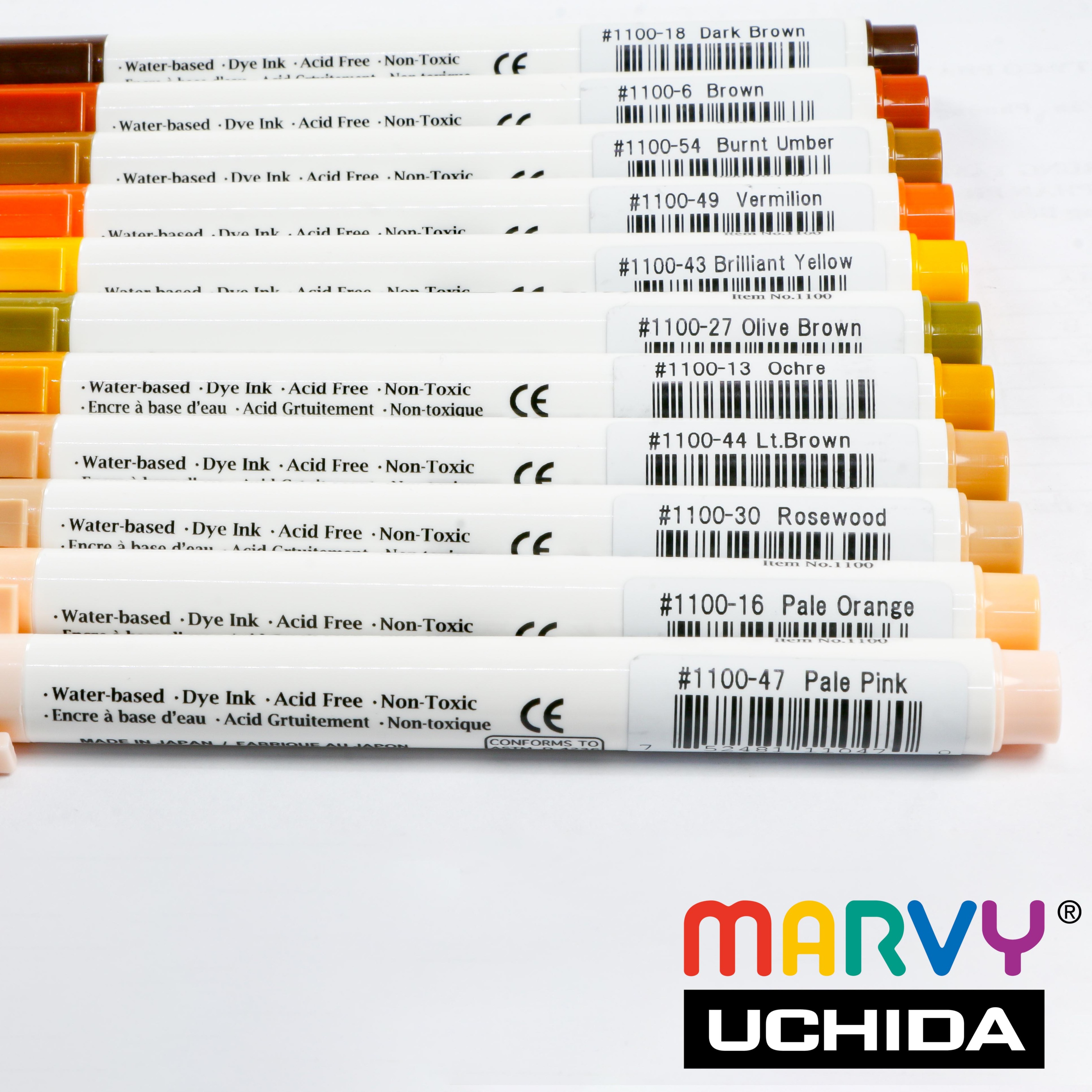 Bút lông đầu cọ mềm Marvy 1100 (Tone nâu cam)