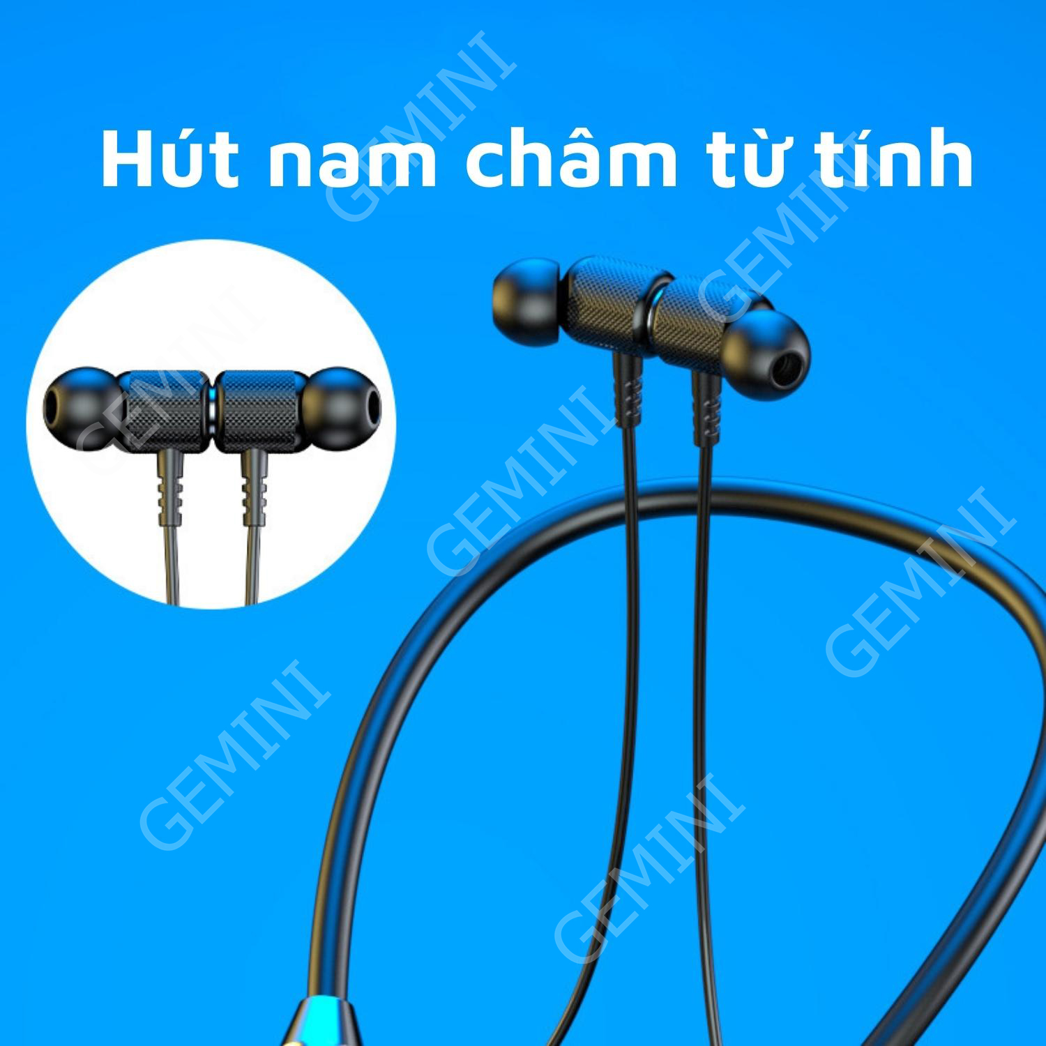 Tai nghe Bluetooth không dây đeo quàng cổ Bluetooth 5.2 thể thao pin trâu từ tính khử tiếng ồn G01 Gemini Shop