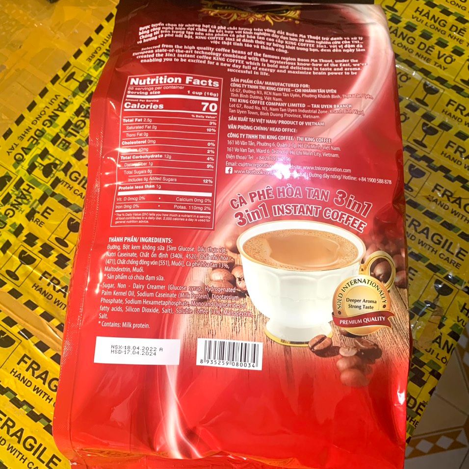 (COMBO 02 TÚI) Cà phê sữa KING COFFEE túi 88 Gói - Cà phê ngon ÍT SỮA