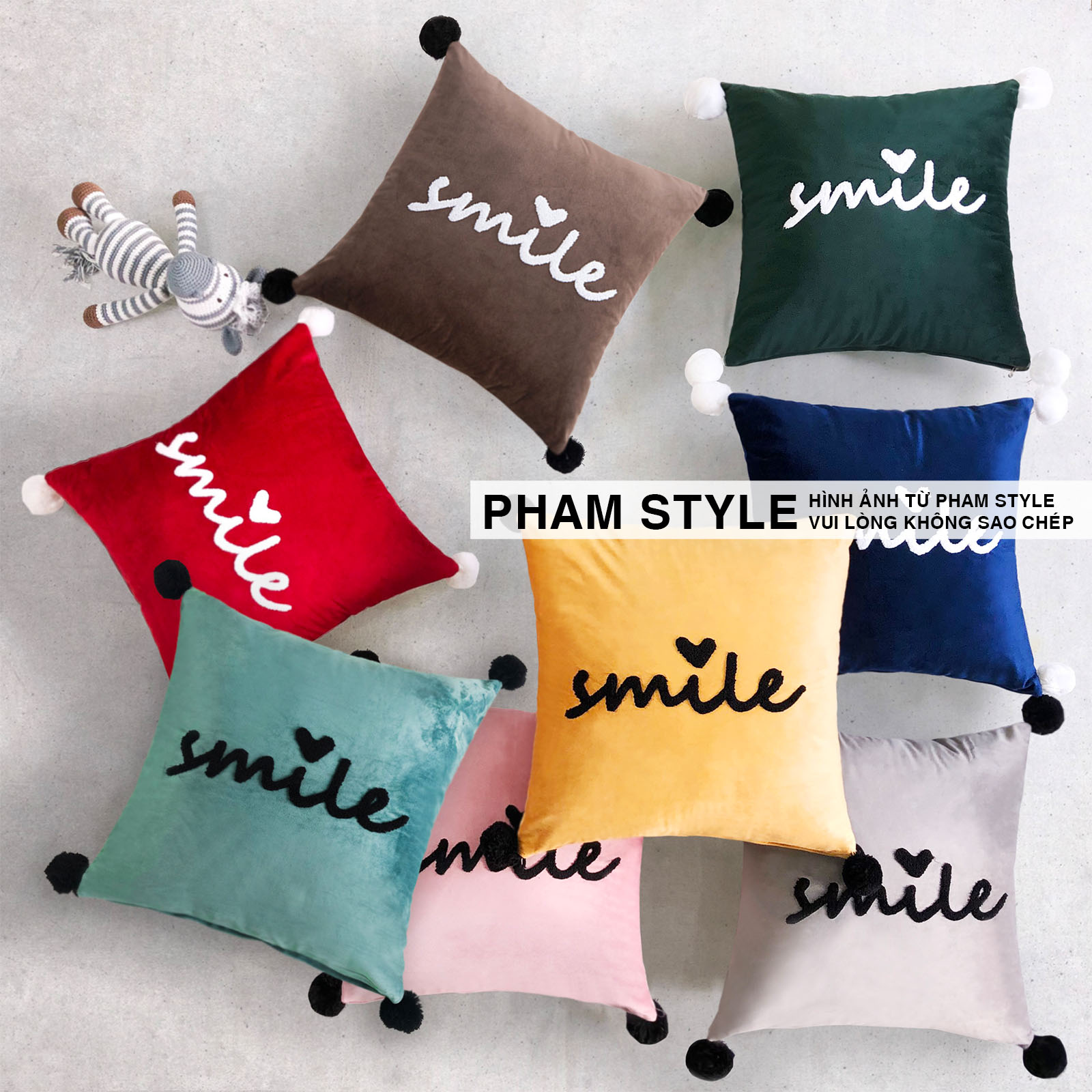 Gối Sofa Trang Trí SMILE (45x45cm)