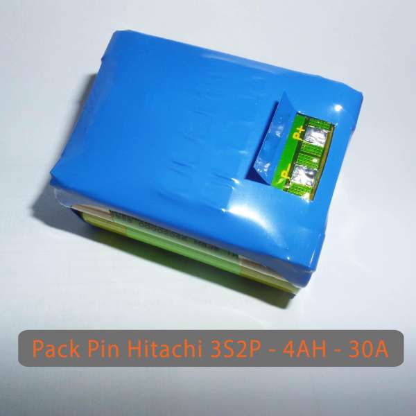 Pack PIN HITACHI 12V LiShen 3S2P - dung lượng 4AH - Dòng xả 30A - Full mạch bảo vệ và sạc cân bằng