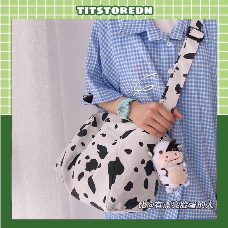 Túi Trống Bò Sữa Size Nhỏ Ulzzang (Có Sẵn, Không Kèm Móc Khoá)