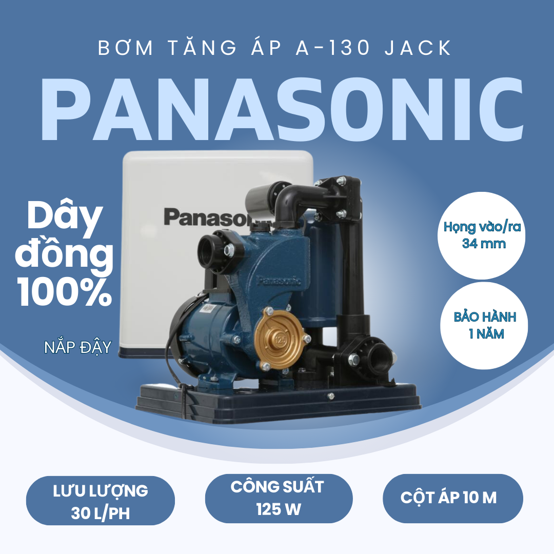 MÁY BƠM TĂNG ÁP ĐẶT NGOÀI TRỜI PANASONIC A-130JACK - 125W