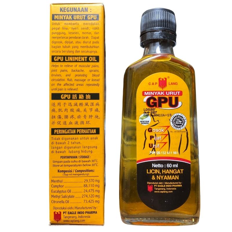 Dầu Nóng Xoa Bóp GPU MINYAK URUT Indonesia 60ml