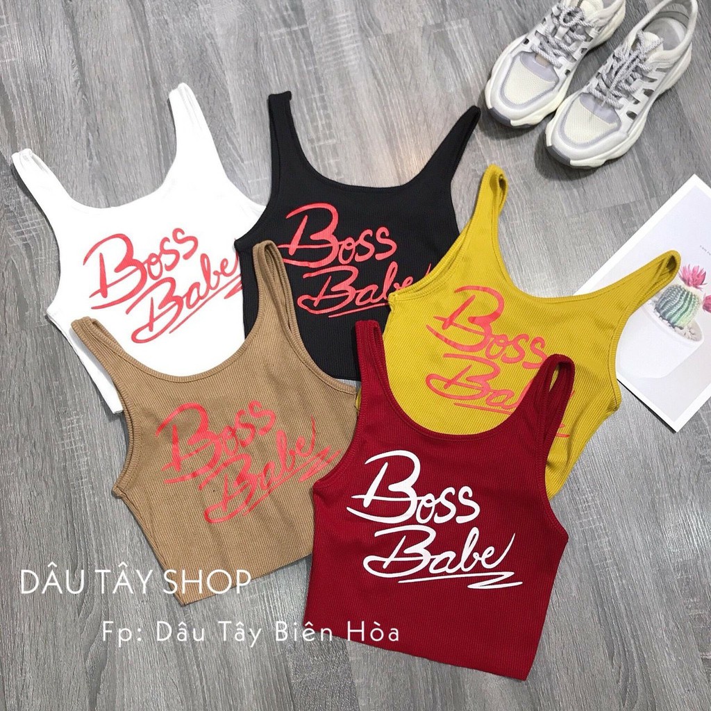 Áo ba lỗ form croptop in chữ boss babe cực chất tts0617