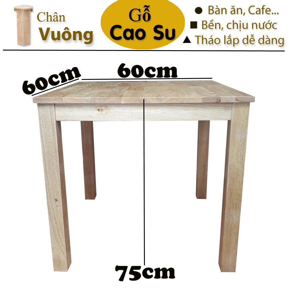 [HCM]Bàn ăn 60 vuông bằng gỗ (Tự nhiên)