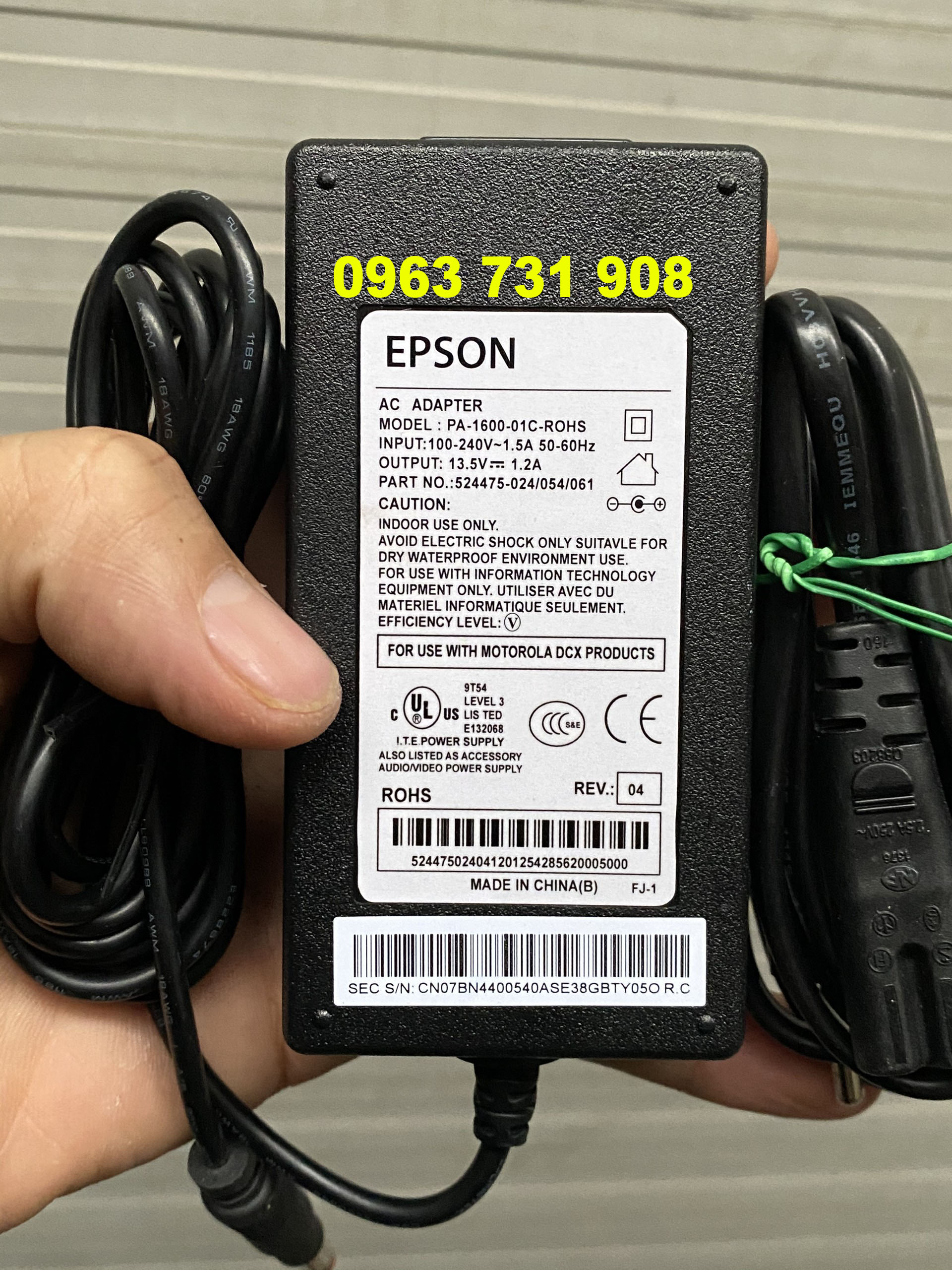 Sạc loa kéo DC 13.5V-1.2A bảo hành 12 tháng