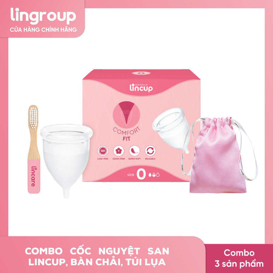 Cốc nguyệt san Lincup & Túi lụa, bàn chải