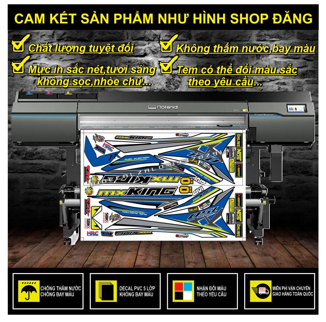 TEM RỜI EXCITER 150 MXKING PHỐI XANH ĐEN
