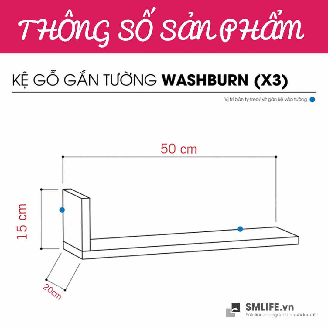 Kệ trang trí gỗ kiểu dáng nhỏ gọn SMLIFE Washburn