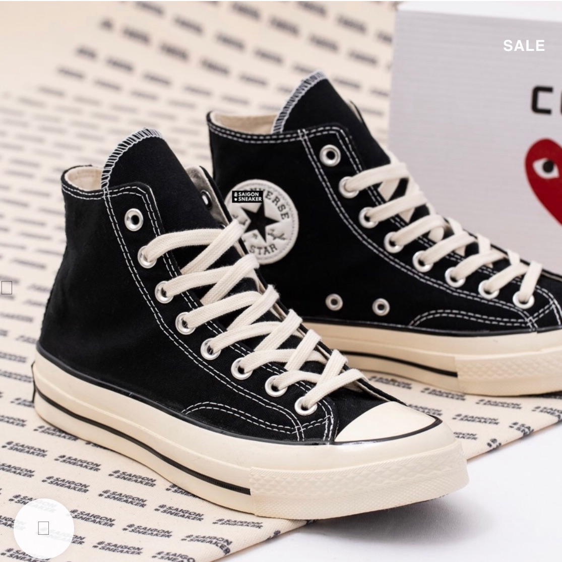 GIÀY CONVERSE 1970s ĐEN CAO CỔ (Mũi bóng, lót xanh)