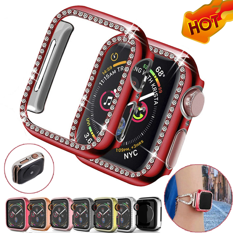 metal diamond protective case for apple watch protect screen series 4 3 2 1 case 38mm 42mm 40mm 44mm iwatch case cover women