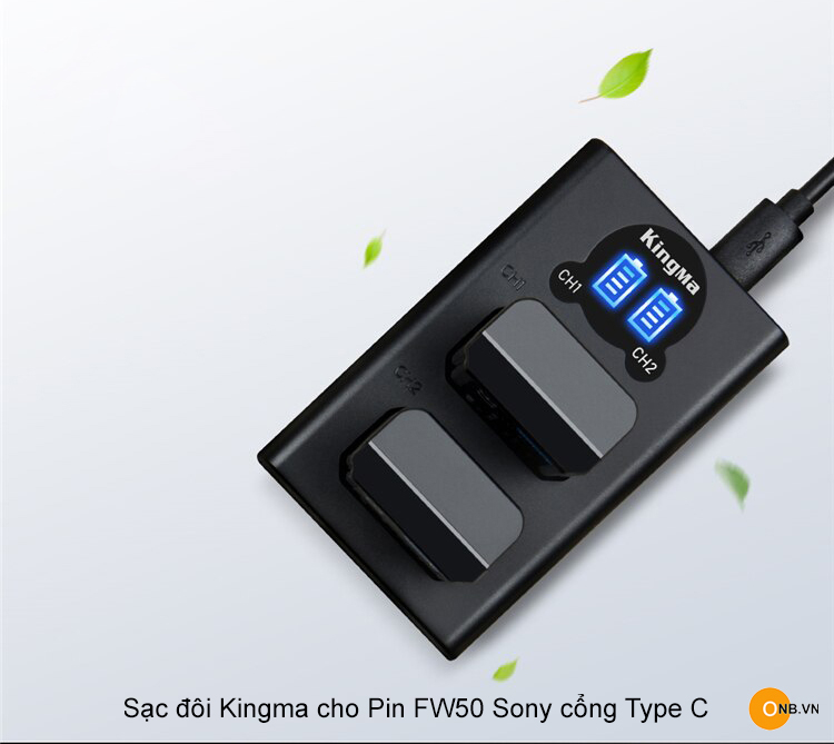 Sạc đôi Kingma FW50 cổng Type C có màn hình LCD