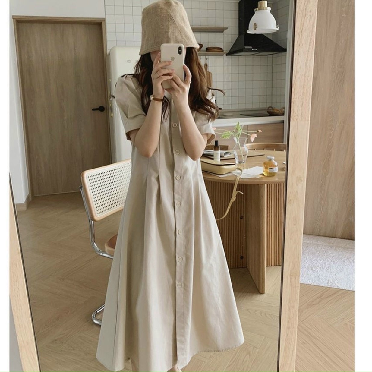 Đầm nút trước v3 2 màu