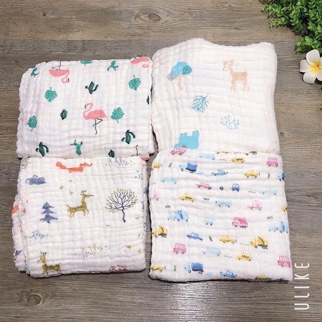 Khăn Tắm Nhăn Sợi Tre 6 Lớp Siêu Mềm Cho Bé