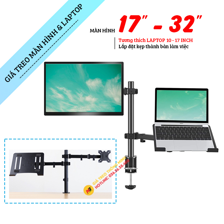 BÁO GIÁ Giá Màn Hình Laptop Asus 17 Inch | Shopee Lazada Sendo Tiki mới nhất 36 Giá Treo Màn Hình Kèm Giá Đỡ Laptop M074 / Tay Treo Màn Hình 17 - 32 Inch Và Laptop 10 - 17 Inch - Kẹp Thành Bàn